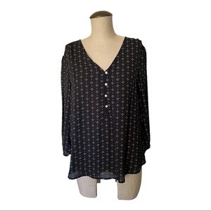 NWT Stitch Fix 41 Hawthorn Raquel Button Detail Mixed Material Black Blo…